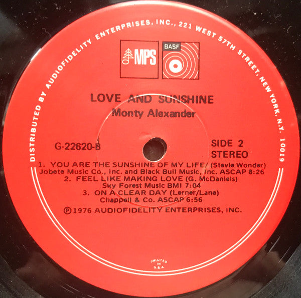 Monty Alexander : Love And Sunshine (LP, Album)