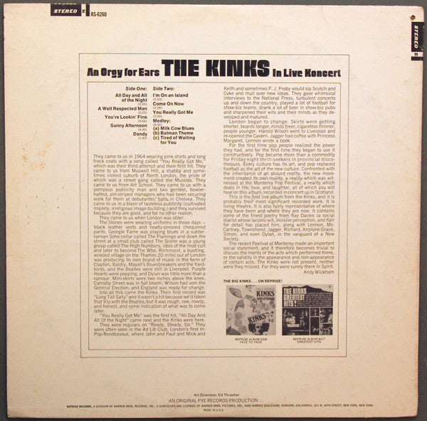 The Kinks : The Live Kinks (LP, Album, Pit)