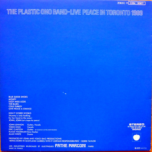 The Plastic Ono Band : Live Peace In Toronto 1969 (LP, Album, RE)