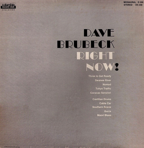 Dave Brubeck : Right Now! (LP, Comp)