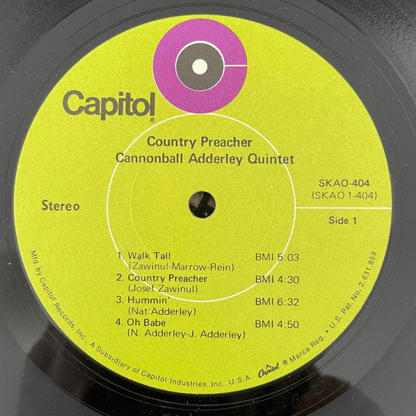 The Cannonball Adderley Quintet : Country Preacher (LP, Album, Gat)