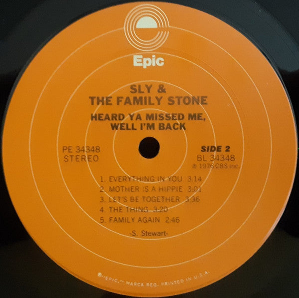 Sly & The Family Stone : Heard Ya Missed Me, Well I'm Back (LP, Album)