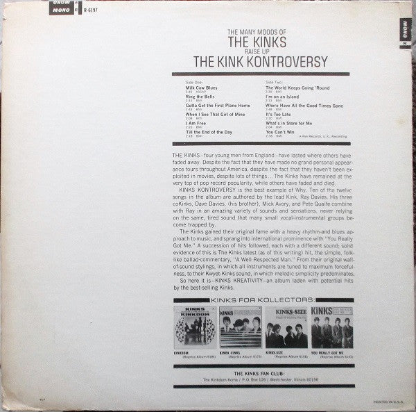 The Kinks : The Kink Kontroversy (LP, Album, Mono)