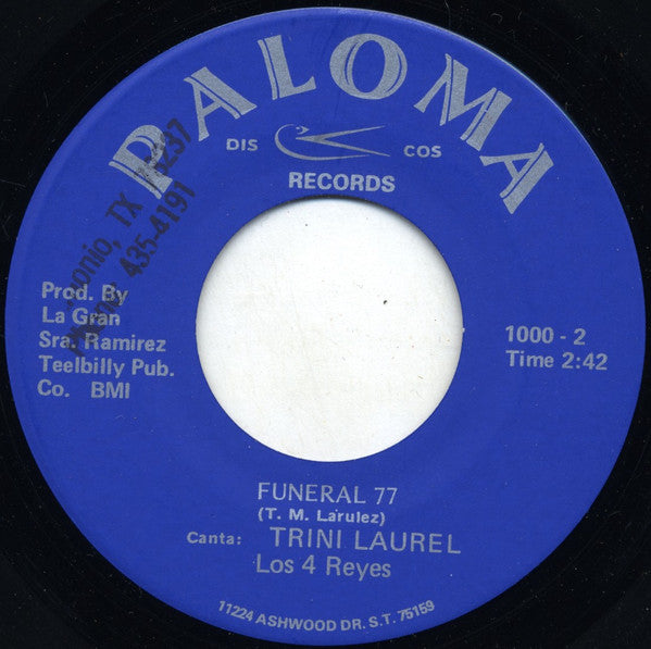 Trini Laurel, Los 4 Reyes : La Vivora Negra / Funeral 77 (7")