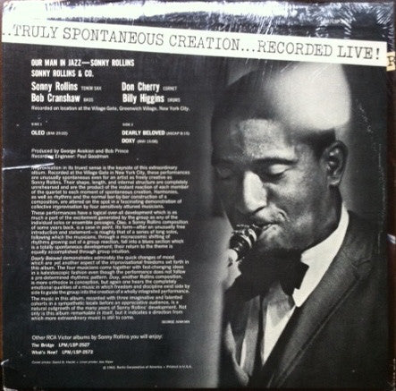 Sonny Rollins : Our Man In Jazz (LP, Album, Mono)