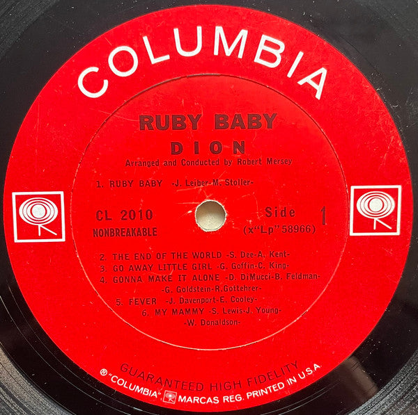 Dion (3) : Ruby Baby (LP, Album, Mono, Ter)