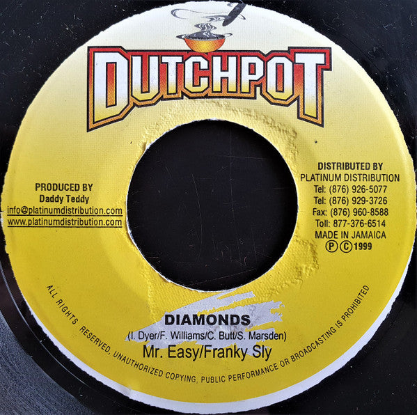Mr. Easy / Frankie Sly : Diamonds / Dry Cough (7")
