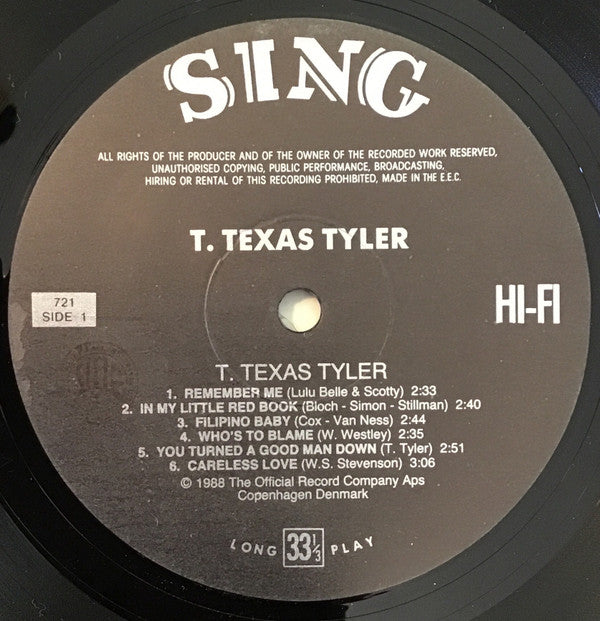 T. Texas Tyler : T. Texas Tyler (LP, Comp)