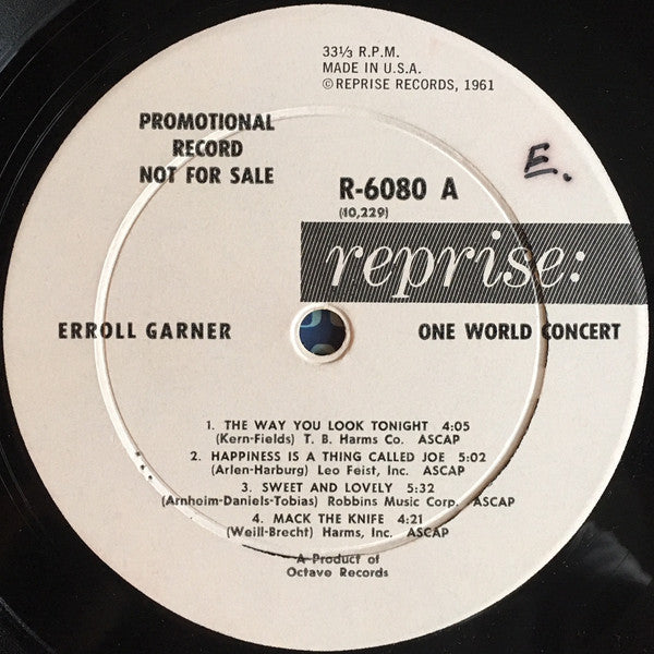 Erroll Garner : One World Concert (LP, Album, Mono, Promo)