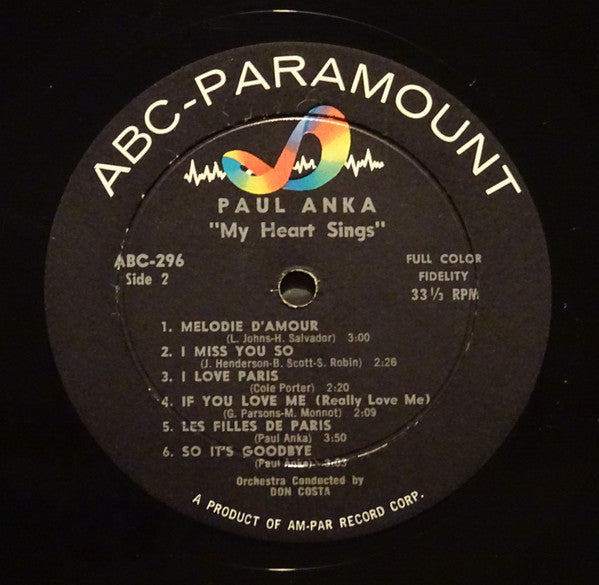 Paul Anka : My Heart Sings (LP, Album, Mono)