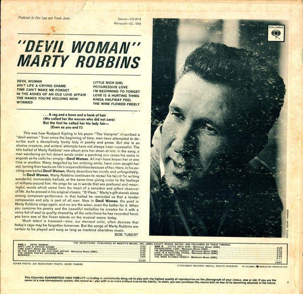 Marty Robbins : Devil Woman (LP, Album, Mono)