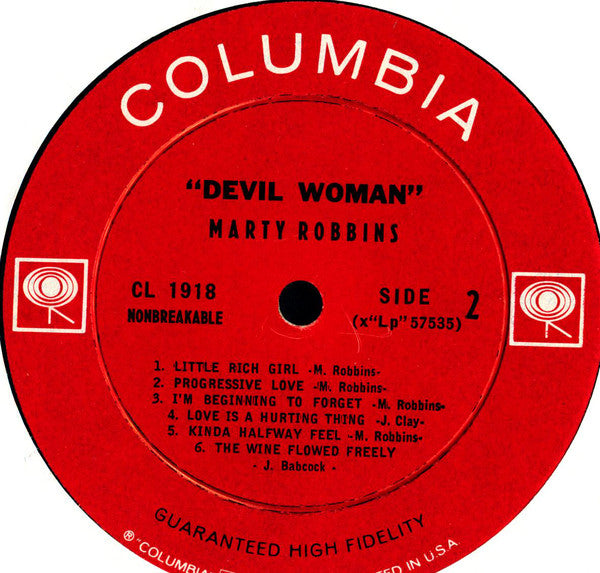 Marty Robbins : Devil Woman (LP, Album, Mono)