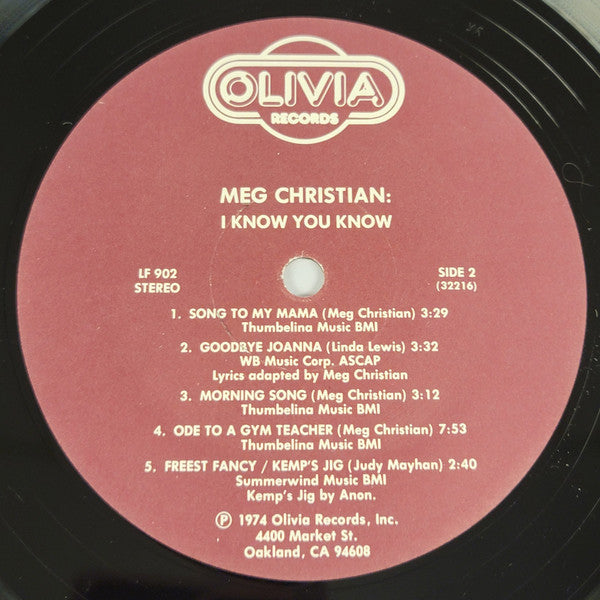 Meg Christian : I Know You Know (LP, Album)