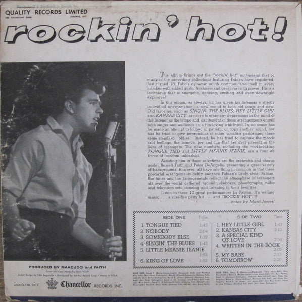 Fabian (6) : Rockin' Hot (LP, Album, Mono)