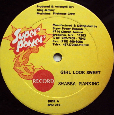 Shabba Ranking* / Firehouse Crew : Girl Look Sweet (12")