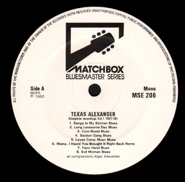 Texas Alexander : Texas Alexander Vol. 1 (1927-28) (Complete Recordings In Chronological Order) (LP, Album, Comp, Mono, RM)