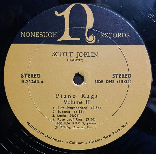 Scott Joplin - Joshua Rifkin : Piano Rags, Volume II (LP, Album)