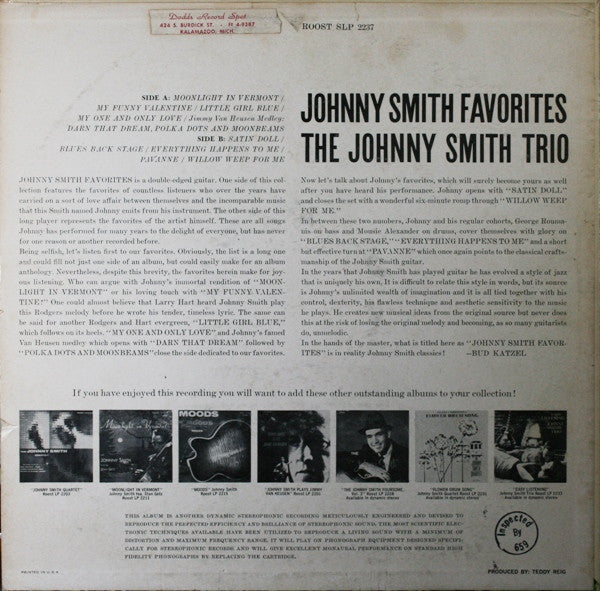 Johnny Smith Trio : Johnny Smith Favorites (LP, Album)