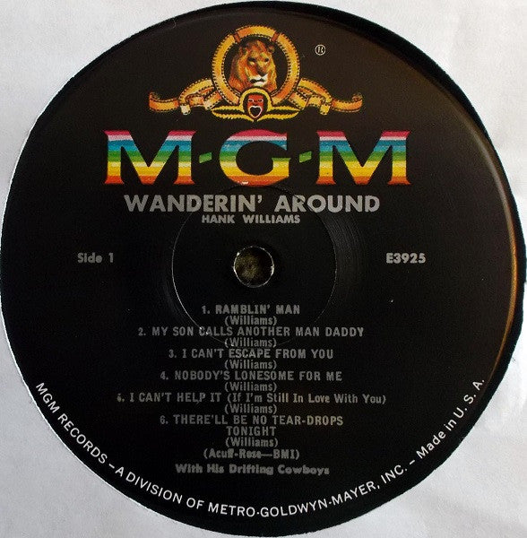 Hank Williams : Wanderin' Around (LP, Album, Mono)