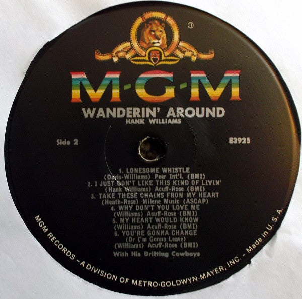 Hank Williams : Wanderin' Around (LP, Album, Mono)