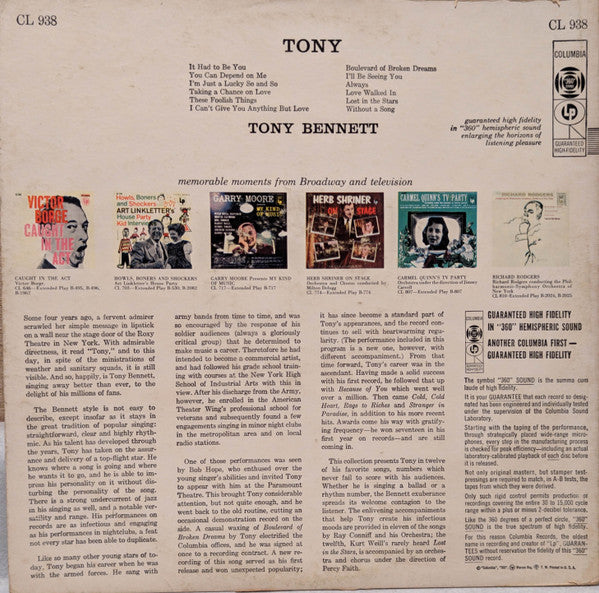 Tony Bennett : Tony (LP, Album, Mono, Bri)