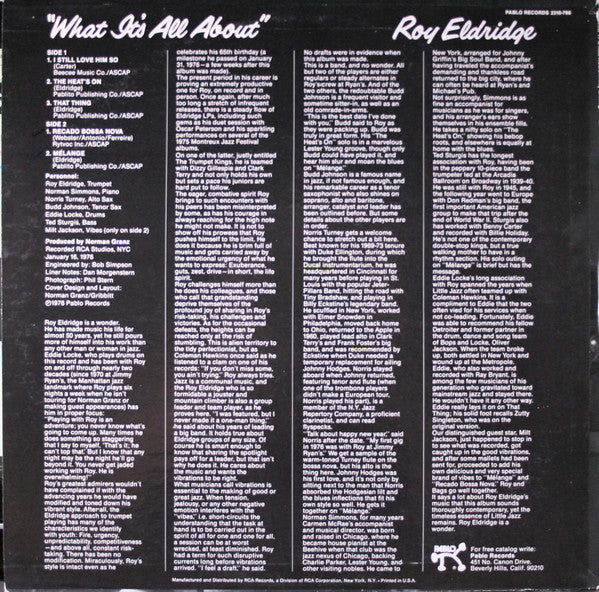 Roy Eldridge : What It's All About (LP, Album, Ind)
