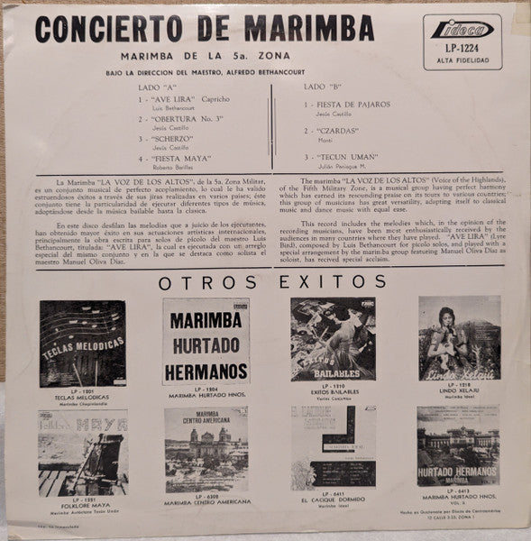 Marimba La Voz De Los Altos : Concierto De Marimba (LP, Album)