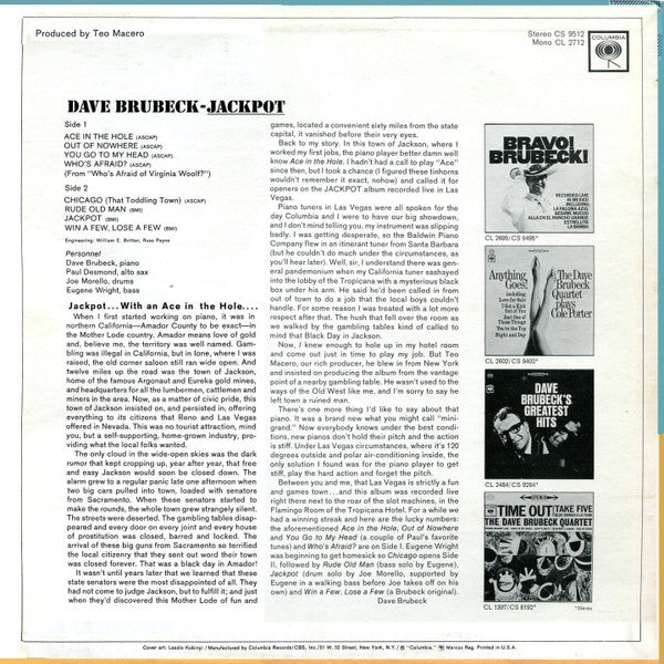 Dave Brubeck : Jackpot (LP, Album, Ter)