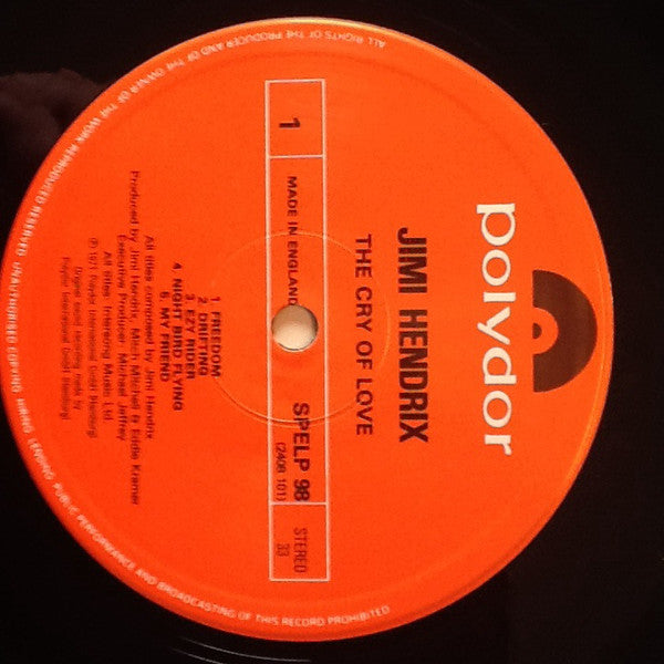 Jimi Hendrix : The Cry Of Love (LP, Album)