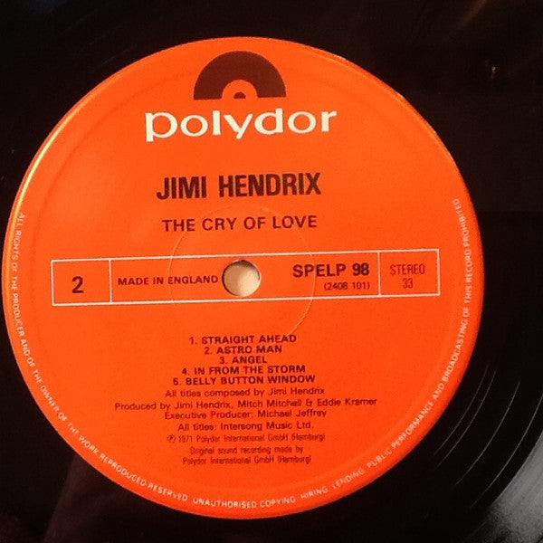 Jimi Hendrix : The Cry Of Love (LP, Album)