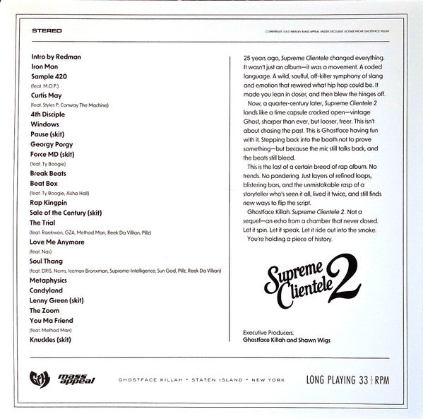 Ghostface Killah : Supreme Clientele 2 (2xLP, Album, Ltd, Blu)