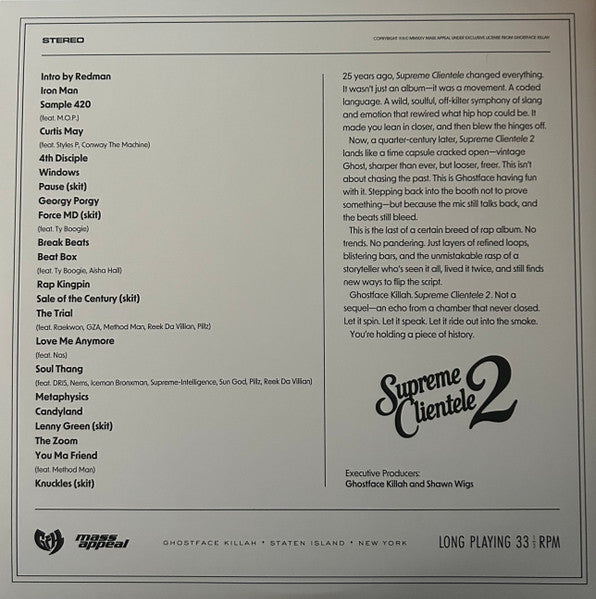 Ghostface Killah : Supreme Clientele 2 (2xLP, Album, Gat)