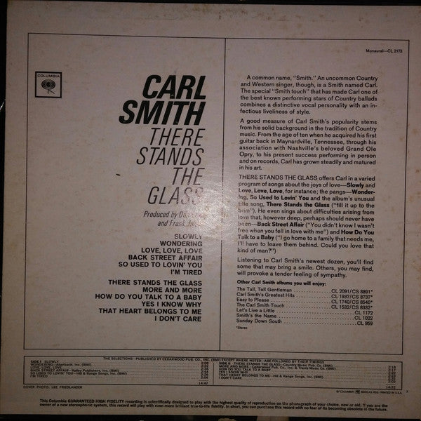 Carl Smith (3) : There Stands The Glass (LP, Album, Mono)