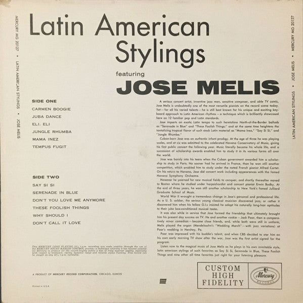 José Melis : Latin American Stylings (LP)