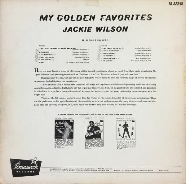 Jackie Wilson : My Golden Favorites (LP, Comp, Mono)