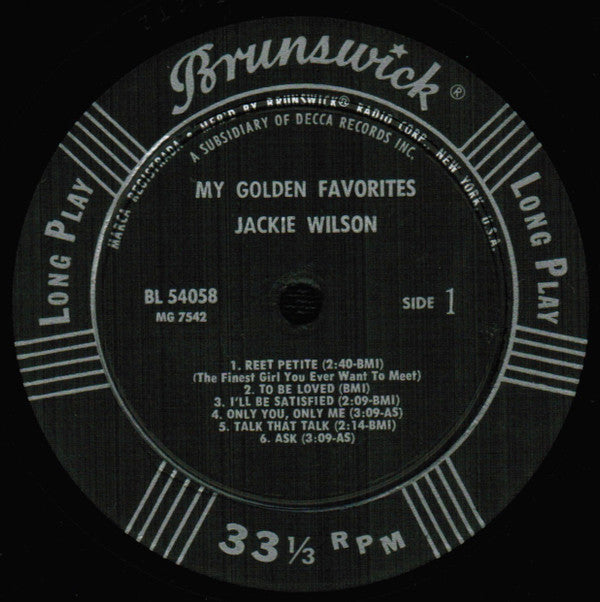 Jackie Wilson : My Golden Favorites (LP, Comp, Mono)