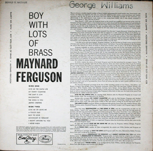 Maynard Ferguson : Boy With Lots Of Brass (LP, Album, Mono)