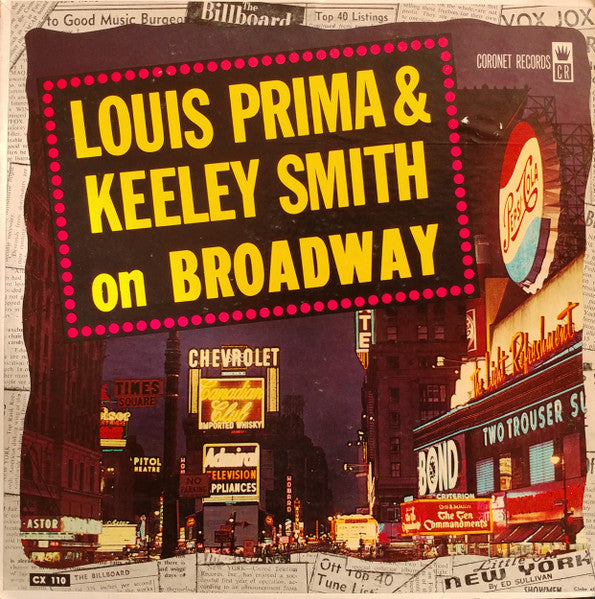 Louis Prima & Keely Smith : Louis Prima & Keeley Smith On Broadway (LP, Album, Mono)