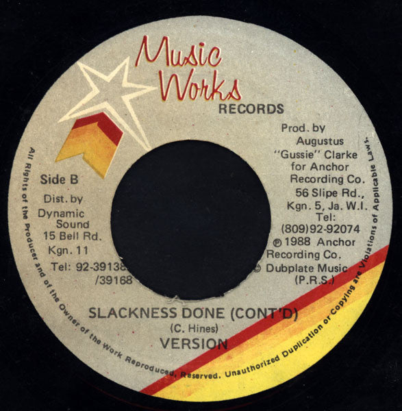 Josey Wales : Slackness Done (7")