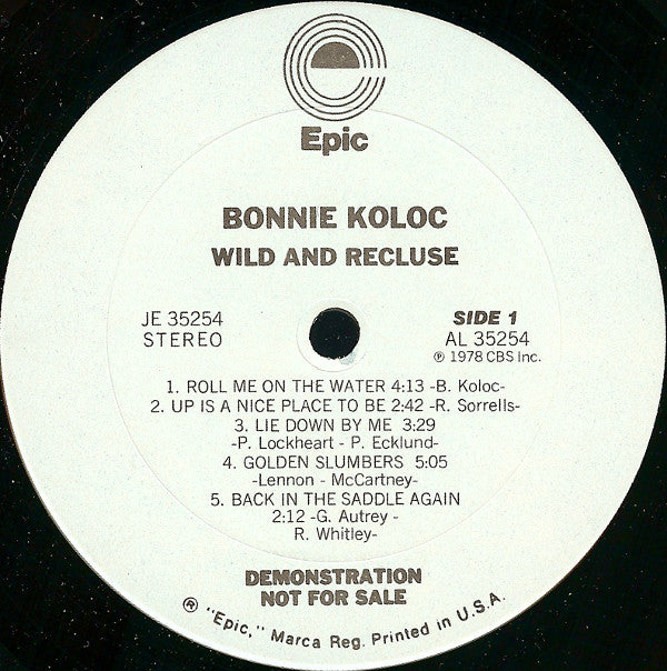 Bonnie Koloc : Wild And Recluse (LP, Album, Promo)
