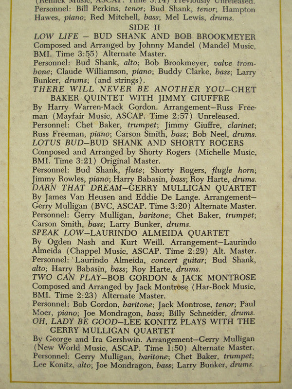 Various : Jazz West Coast (LP, Comp, Mono)