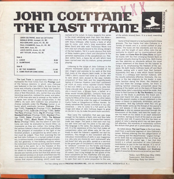 John Coltrane : The Last Trane (LP, Album, Mono)