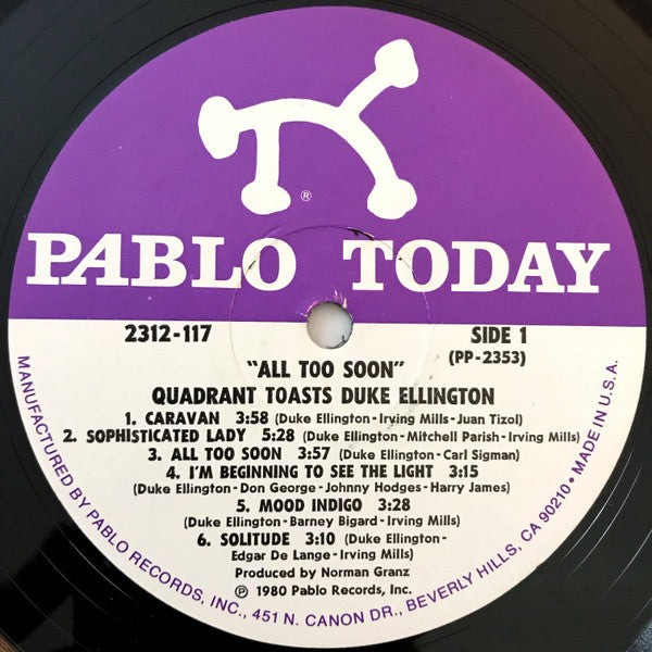 Quadrant (6) Toasts Duke Ellington : All Too Soon (LP, Album)