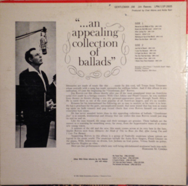 Jim Reeves : Gentleman Jim (LP, Album, Mono, Ind)