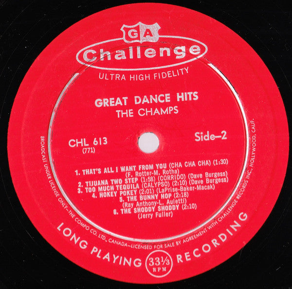 The Champs : Great Dance Hits (LP, Album, Mono)