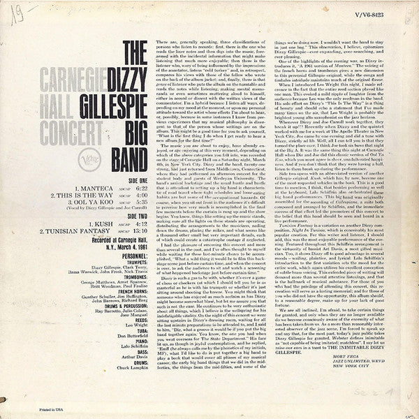 Dizzy Gillespie Big Band : Carnegie Hall Concert - Recorded Live (LP, Album)