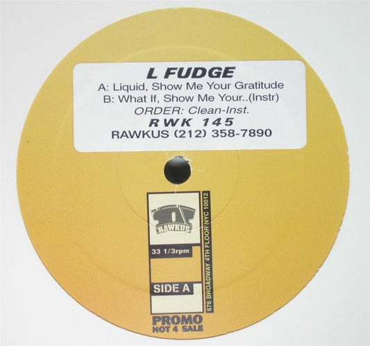 L-Fudge : Liquid / What If? / Show Me Your Gratitude (12", Promo)