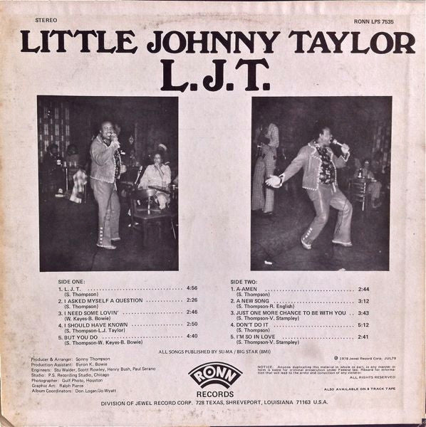 Little Johnny Taylor : L.J.T. (LP, Album)