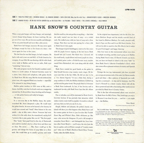 Hank Snow : Hank Snow's Country Guitar (LP, Album, Mono, Ind)