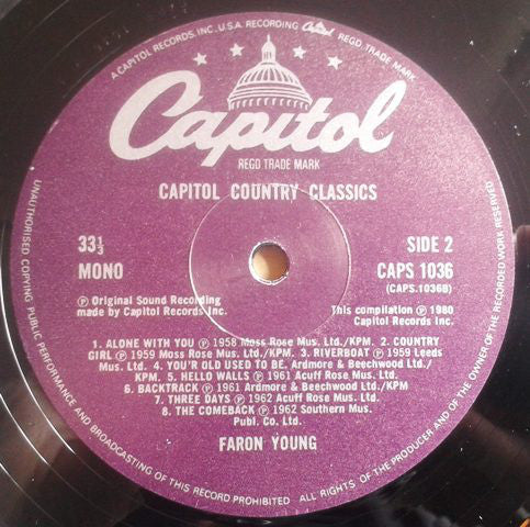 Faron Young : Capitol Country Classics (LP, Comp, Mono)